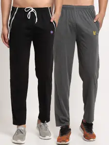 VIMAL JONNEY Men Pack Of 2 Black & Grey Solid Track Pants