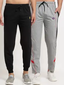 VIMAL JONNEY Men Pack Of 2 Grey & Black Solid Regular-Fit Track Pants