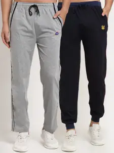 VIMAL JONNEY Men Pack Of 2 Grey & Navy Blue Solid Track Pants