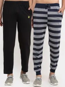 MACK JONNEY Men Pack Of 2 Navy Blue & Black Regular-Fit Track Pants