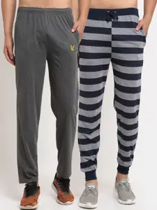 MACK JONNEY Men Pack Of 2 Grey & Navy Blue Regular Track Pants