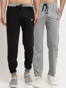 VIMAL JONNEY Men Pack Of 2 Black & Grey Solid Regular Fit Track Pants
