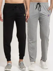VIMAL JONNEY Men Pack Of 2 Grey & Black Solid Regular Track Pants