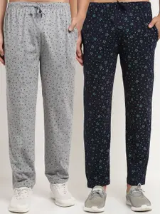 MACK JONNEY Men Pack Of 2 Grey & Navy Blue Printed Track Pants