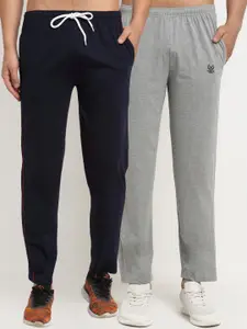 MACK JONNEY Men Pack Of 2 Navy Blue & Grey Solid Regular-Fit Track Pants