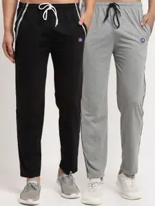 MACK JONNEY  Men Pack Of 2 Grey & Black Solid Regular-Fit Track Pants