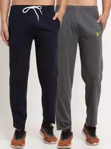 VIMAL JONNEY Men Navy Blue & Grey Pack Of 2 Solid Track Pants