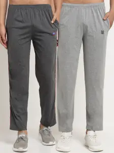 VIMAL JONNEY Men Grey Pack Of 2 Solid Track Pants