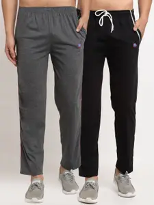 VIMAL JONNEY Men Pack Of 2 Grey & Black Solid Regular-Fit Track Pants
