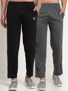 VIMAL JONNEY Men Pack Of 2 Grey & Black Solid Regular Fit Track Pants