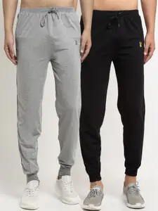 VIMAL JONNEY Men Pack Of 2  Black & Grey Solid Regular-Fit Track Pants