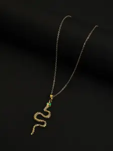 SOHI Gold-Plated Snake Pendant With Chain
