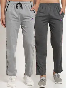 VIMAL JONNEY Men Grey & Charcoal Grey Pack of 2 Solid Regular Fit Track Pants