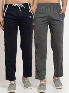 VIMAL JONNEY Men  Navy Blue & Grey Pack of 2 Solid Track Pants