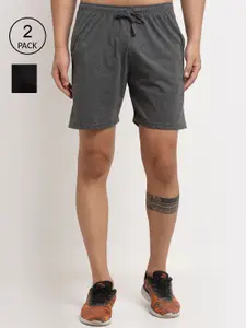 VIMAL JONNEY Men Pack of 2 Grey & Black Shorts