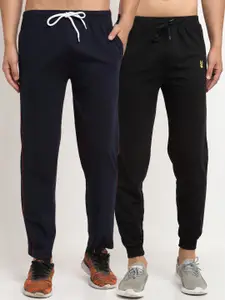 MACK JONNEY Men Pack Of 2 Navy Blue & Black Solid Regular-Fit Track Pants