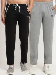 MACK JONNEY Men Pack Of 2 Black & Grey Solid Track Pants