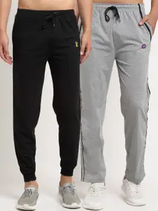 MACK JONNEY Men Pack of 2 Grey & Black Solid Regular Track Pants