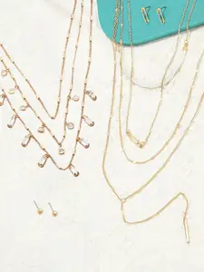 AMI Set Of 2 Gold-Toned & Gold-Plated Layered Necklace