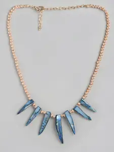 Blueberry Teal Blue Gold-Plated Handcrafted Beaded Necklace
