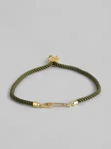 Blueberry Women Olive Green Gold-Plated Safety Pin Charm Bracelet