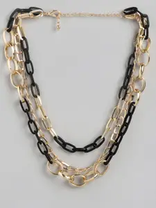 Blueberry Black Gold-Plated Handcrafted Layered Link Necklace
