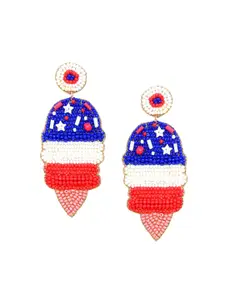 Mali Fionna Blue & Red Contemporary Drop Earrings