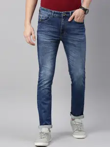CINOCCI Men Blue Narrow Slim Fit Heavy Fade Stretchable Jeans