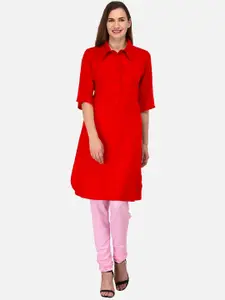 KALINI Women Red Thread Work Pathani Kurta