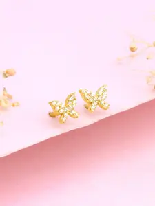 GIVA 925 Silver Golden Butterfly Studded Affair Earrings