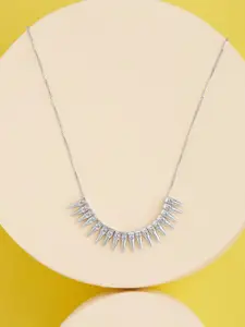 GIVA 925 Sterling Silver Rhodium Plated Studded Spikes Necklace