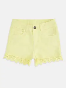 Pantaloons Junior Girls Yellow Pure Cotton Shorts