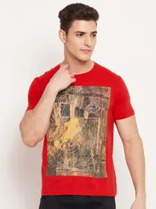 Duke Men Red Printed Slim Fit T-shirt