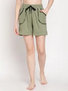 TAG 7 Women Olive Green Lounge Shorts