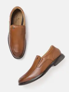 Louis Philippe Men Tan Brown Solid Leather Formal Slip-On Shoes