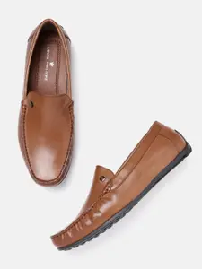 Louis Philippe Men Tan Brown Leather Driving Shoes