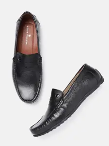 Louis Philippe Men Black Leather Driving Shoes