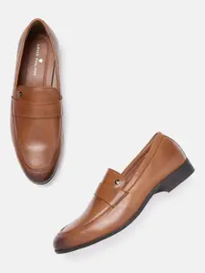 Louis Philippe Men Tan Brown Leather Solid Formal Slip-ons