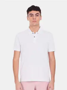 Arrow Men White Polo Collar Cotton Regular Fit T-shirt