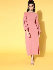 plusS Women Pretty Pink Solid Volume Play Dress