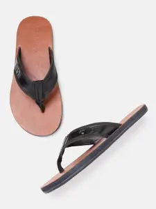 Louis Philippe Men Black Solid Comfort Sandals