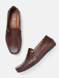 Louis Philippe Men Coffee Brown Leather Solid Driving Shoes