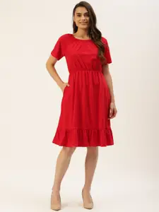 BRINNS Red A-Line Midi Dress