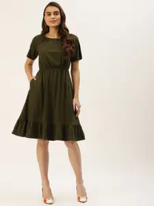 BRINNS Olive Green A-Line Dress