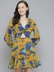 SASSAFRAS Floral Georgette A-Line Dress