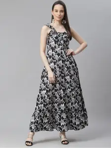 Cottinfab Women Black Floral Maxi Dress