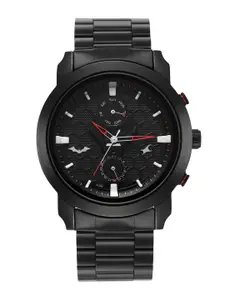 Fastrack Men Black Brass Dial & Black Stainless Steel Straps Analogue Watch 3269KM02