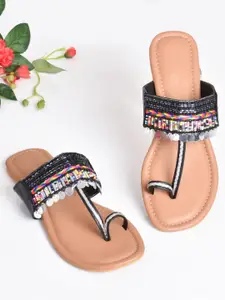 Sole House Women Multicoloured Embroidered One Toe Flats