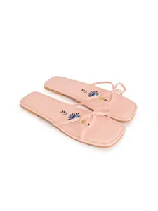 Sole House Women Pink Open Toe Flats with Bows