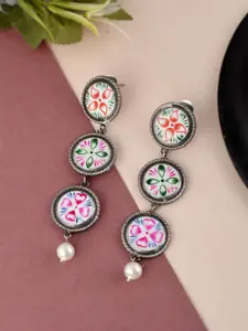 Fabstreet Multicoloured Handpainted Drop Earrings